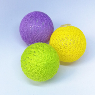 定制多色棉线球四彩圆球灯串3.5cm 泰国棉球节日灯外贸货源