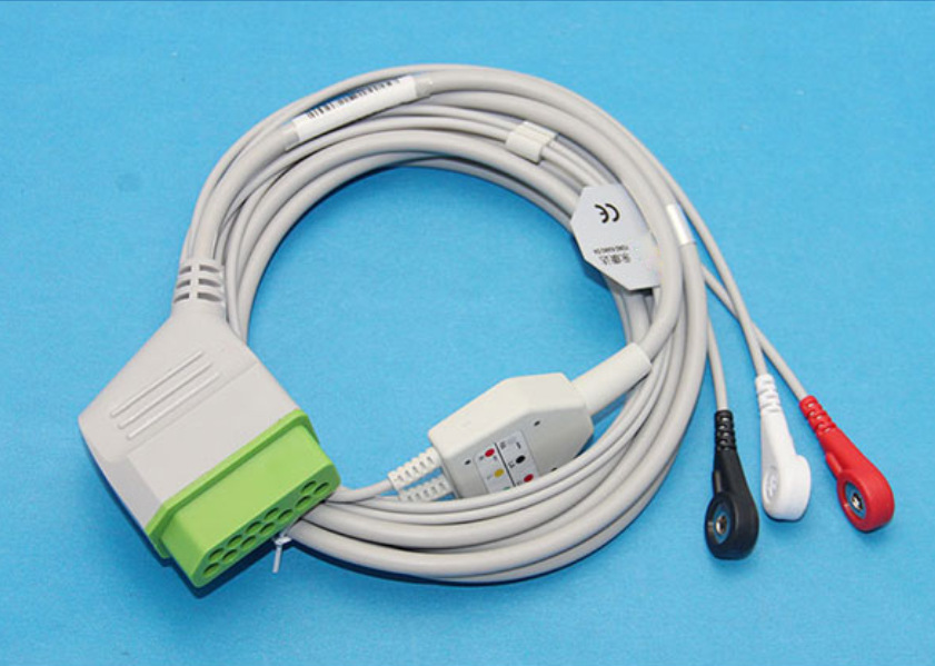 心电监护仪配件 兼容日本光电心电导联线 12针3导联线 扣式