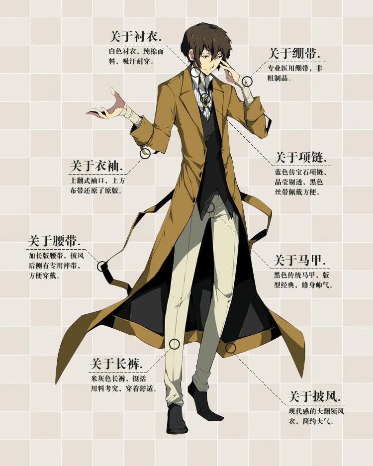 圣威达 文豪野犬太宰治cos服日本动漫cosplay服装 现货一件代发