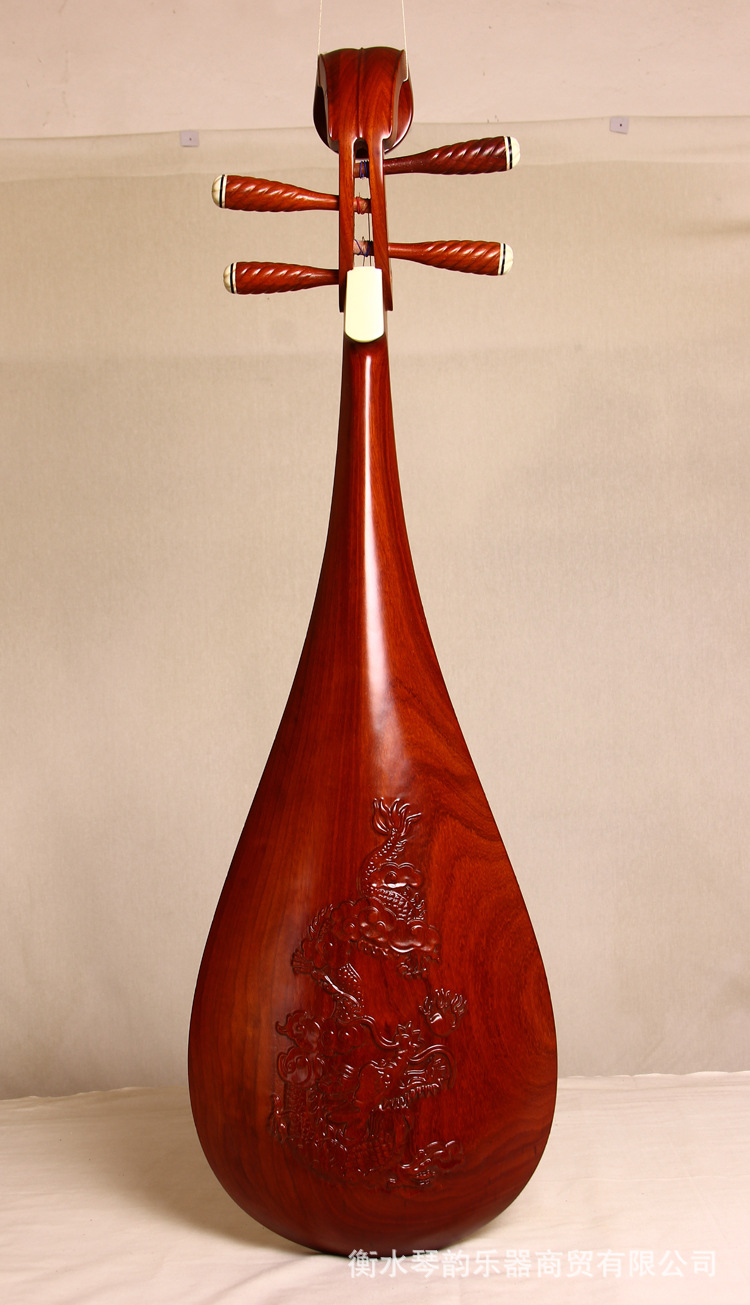 琵琶乐器 红花梨木整背雕龙琵琶 厂家销售红木成人琵琶