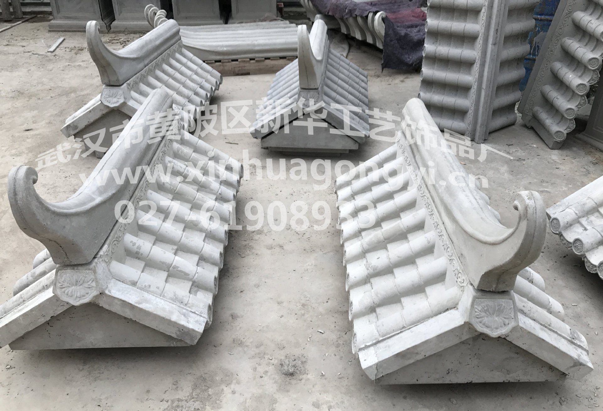 湖北武汉徽派景观仿古瓦古建一体仿真青瓦grc水泥马头墙 模具