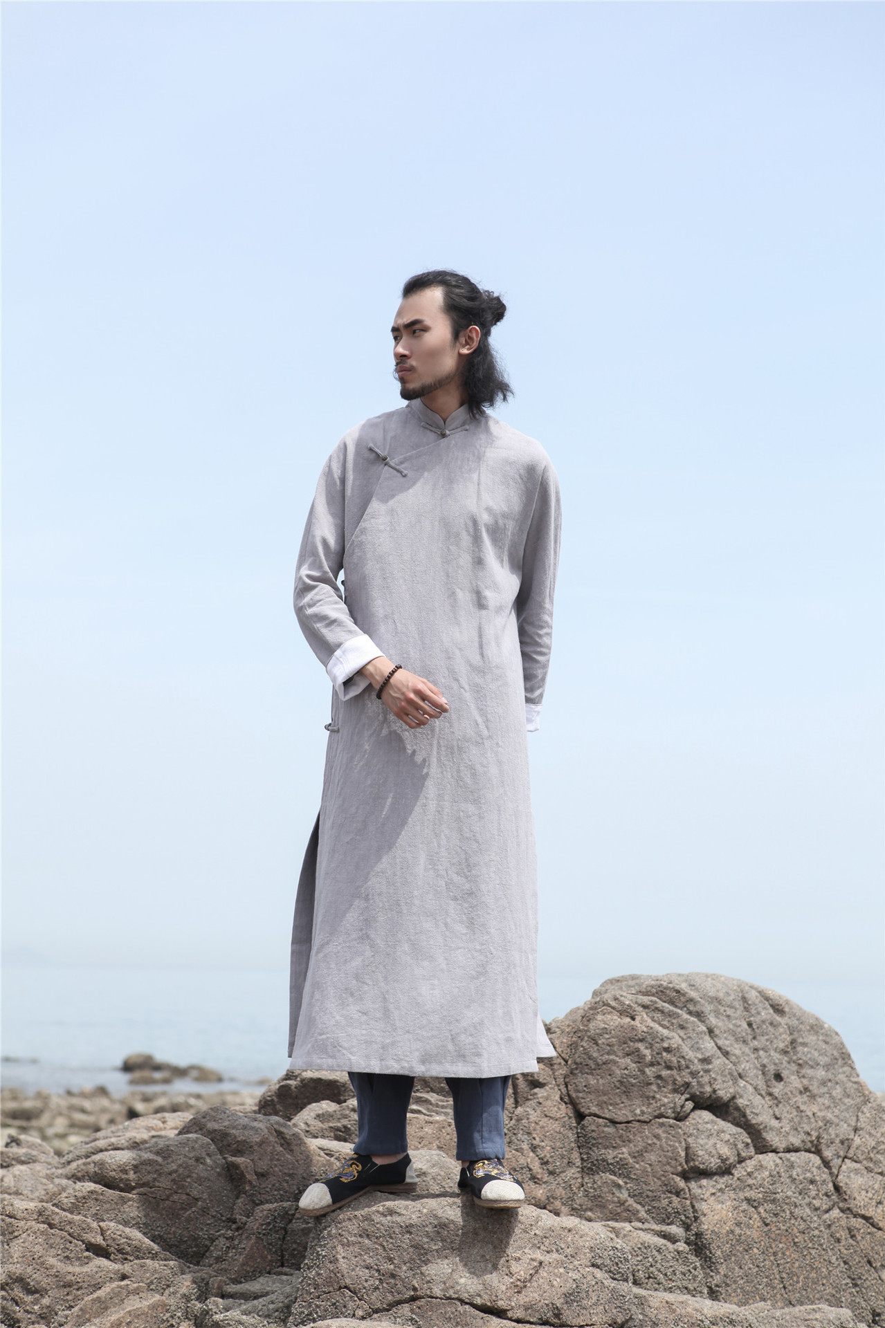 麻凡 中式改良长衫 长袍 民国风 盘扣斜襟衣 茶禅服 道袍