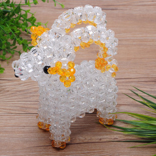 手工串珠成品羊diy编织家居摆件饰品装饰串珠水晶弯角羊成品批发