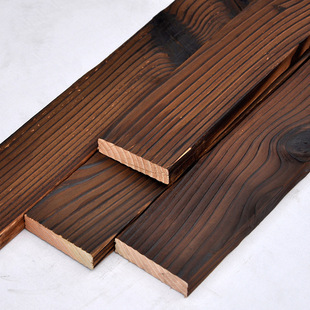 厂家直销 户外花旗松碳化木板材料实木龙骨地板防腐木板材批发