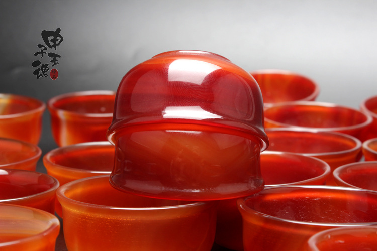 厂家直批天然巴西红玛瑙杯子功夫茶杯 玉石茶具酒具工艺礼品摆件