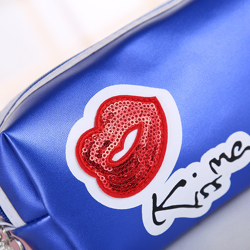 New European and American Style Women's Cosmetic Bag Pu Polyester Wash Bag Portable Cosmetics Storage Bag