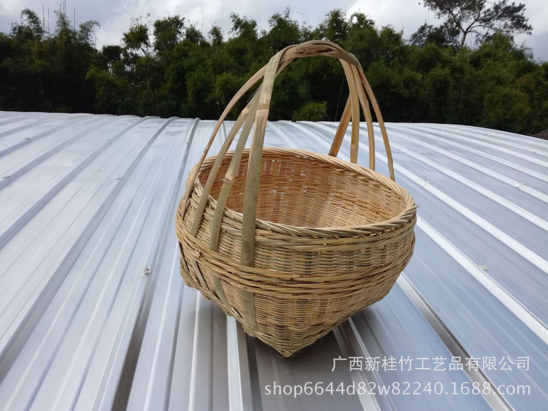家用竹编提篮编织节日农家挑担箩筐喜事新房