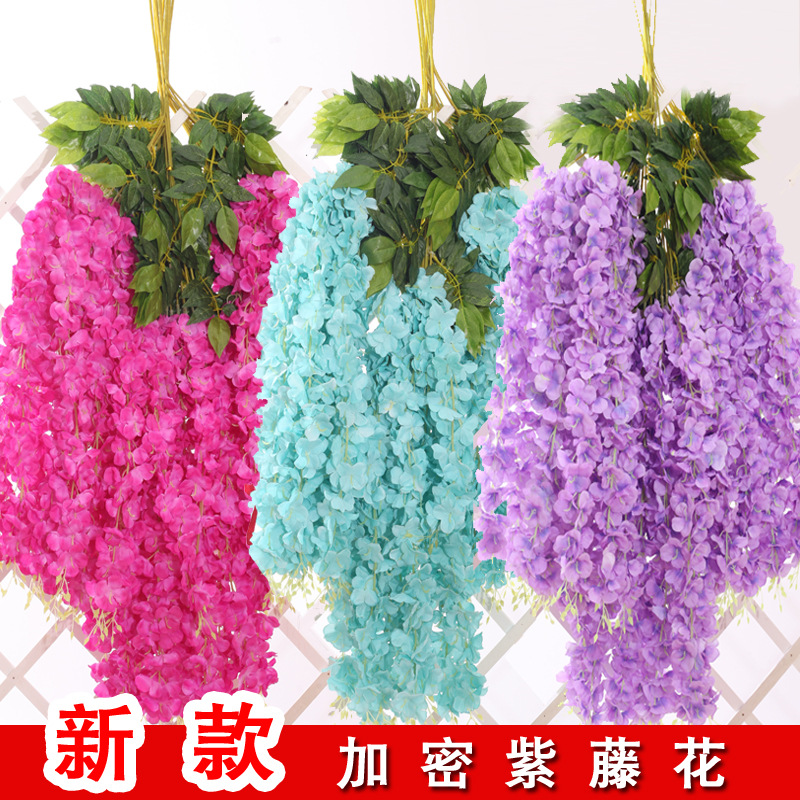 Artificial Wisteria Wisteria Branch Internet Celebrity Corridor Ceiling Wisteria Flower Artificial Flower Plant Wisteria Flower Fake Flower Wholesale