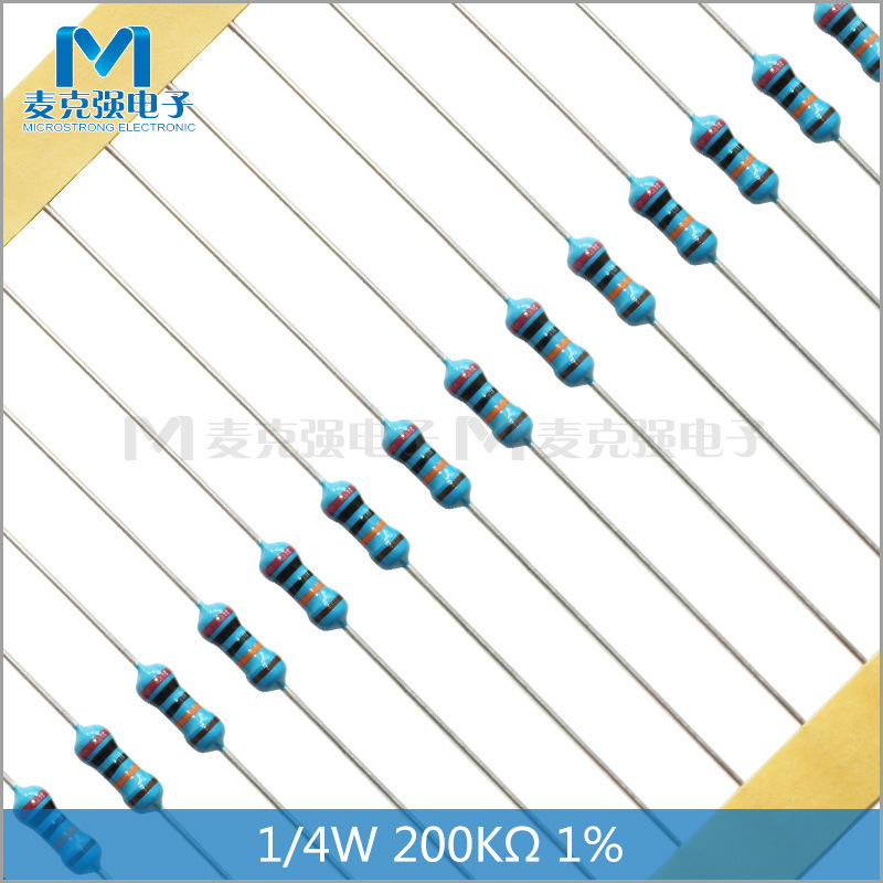 25w 1/4w 200k 1%五色环电阻 红黑黑橙棕-阿里巴巴