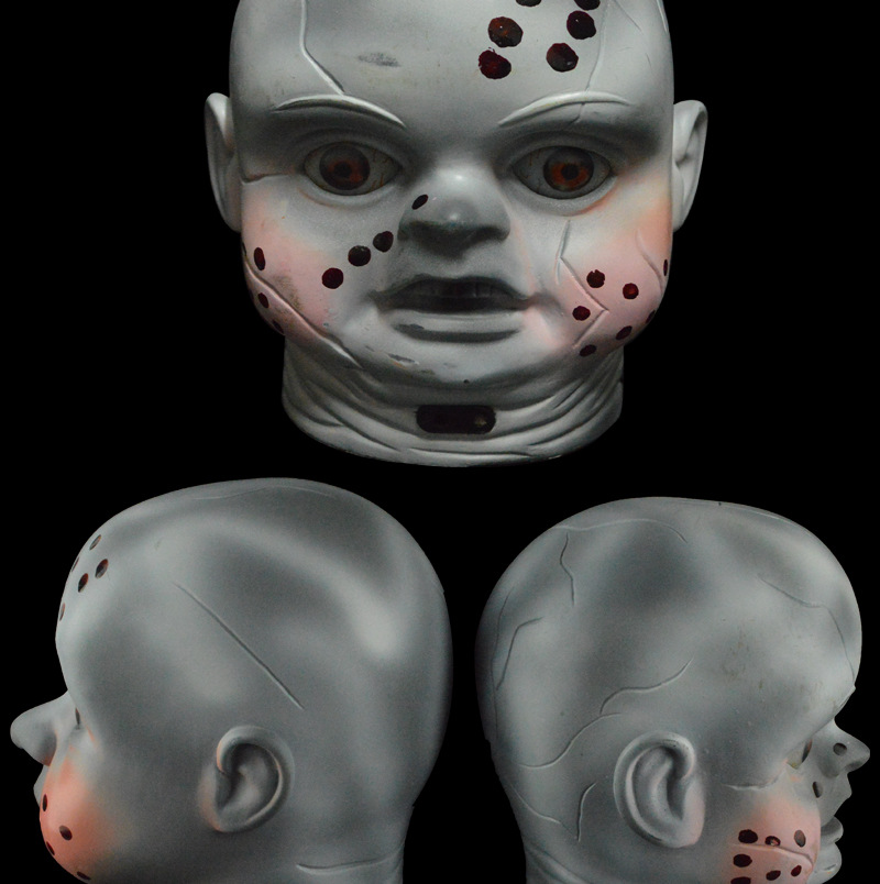 万圣节装饰布置道具 恐怖鬼怪玩具 声控发光鬼叫娃娃头模型鬼婴儿