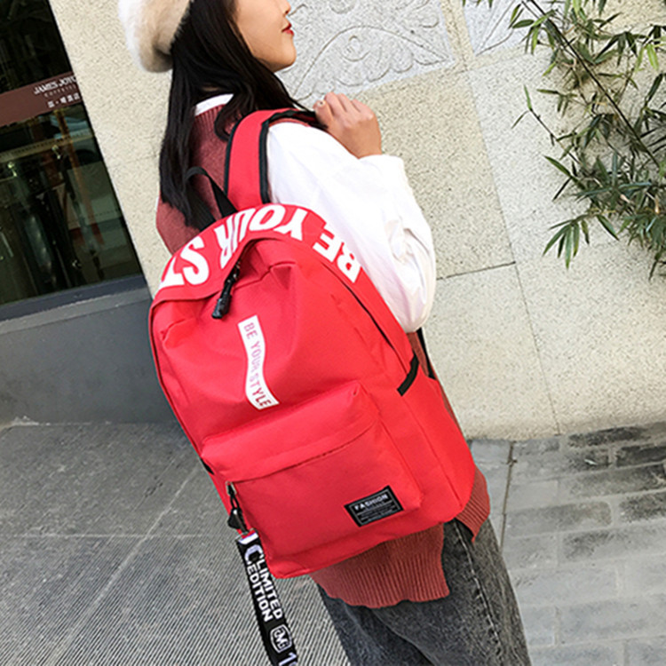 Cross-Border Backpack Canvas Large Capacity Junior High School Student Fashion Letter Backpack 2024 Trendy Korean Style Student Schoolbag