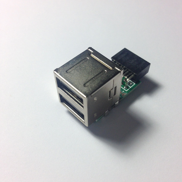 主板usb扩展 9针母口转2口usb2.0转换器 直插主板9pin扩展接口