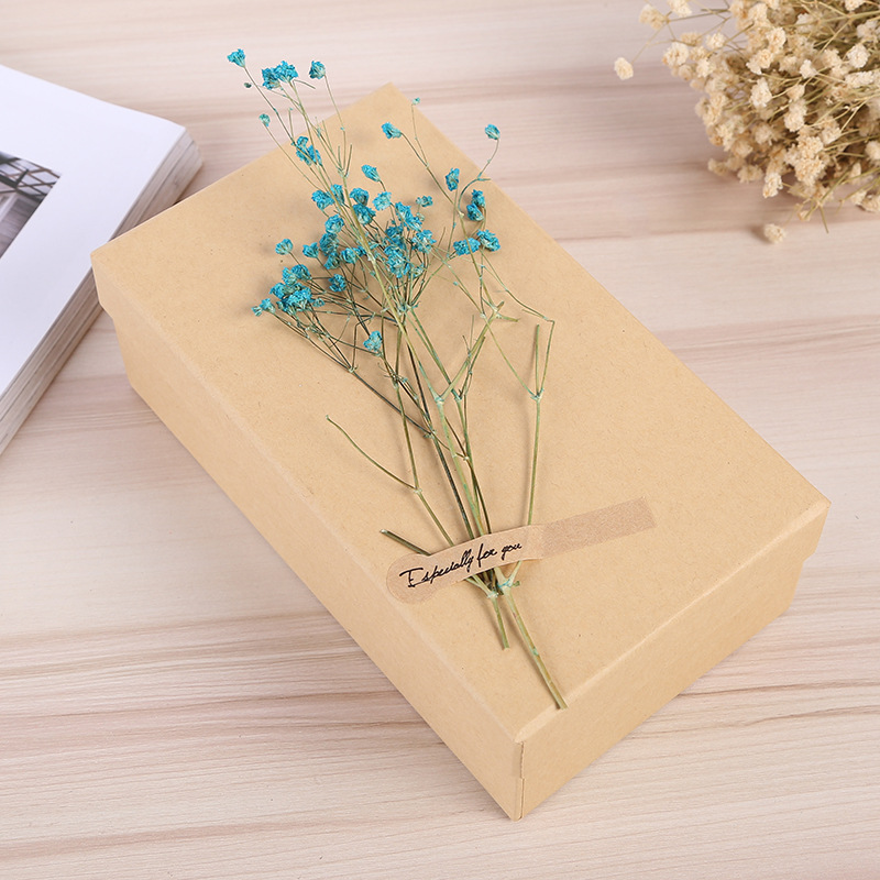 厂家直销创意牛皮纸干花生日礼物盒情人节送礼礼品盒长方形包装盒