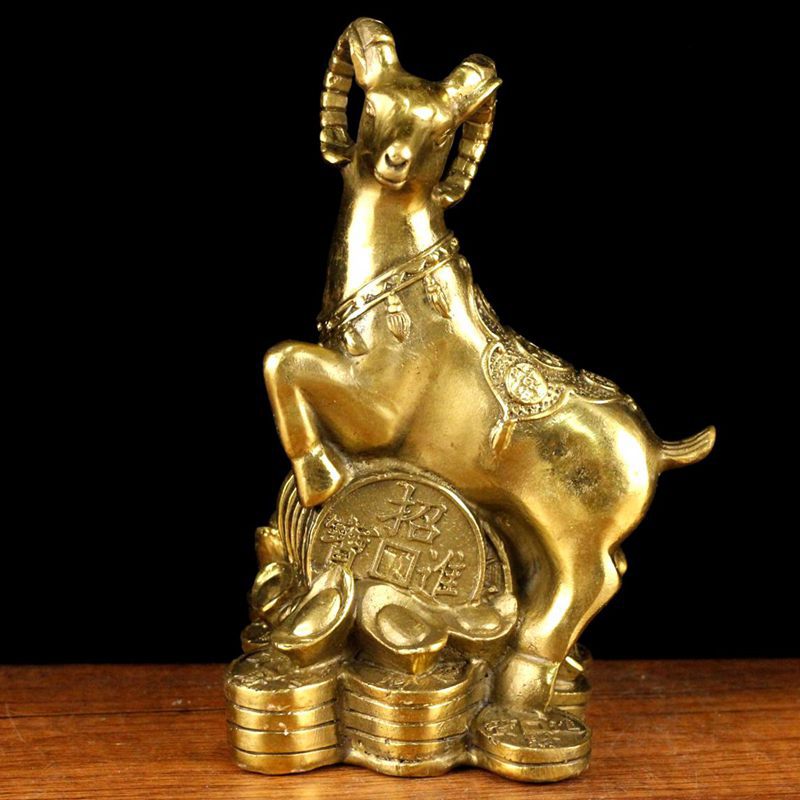 纯黄铜生肖羊铜十二生肖羊大号生肖羊金钱福羊摆件工艺品