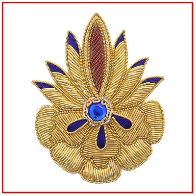 现货印度丝手工徽章 印度丝徽章 印度丝刺绣徽章 铜丝绣花徽章