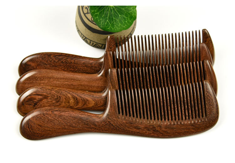 金丝檀木梳子大号细齿美发梳子木梳刻字贴牌