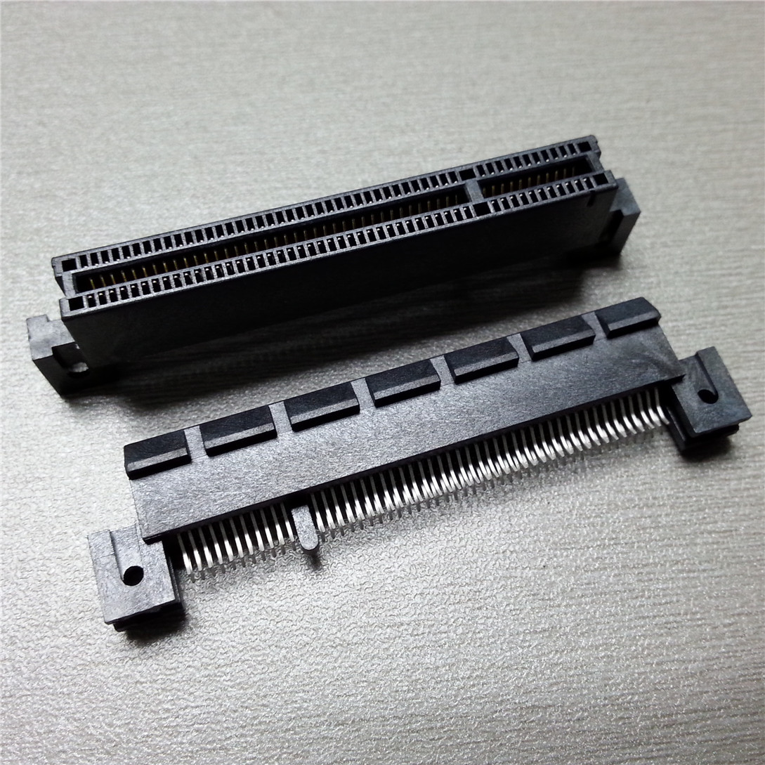 品牌pci-e98pin夹板式连接器 两边带耳朵pcie98pin夹板卡槽连接器