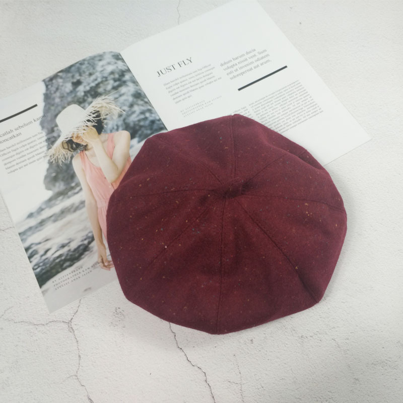 韩版秋冬折叠小清新百搭八角帽彩色点点复古贝雷帽休闲画家帽潮女