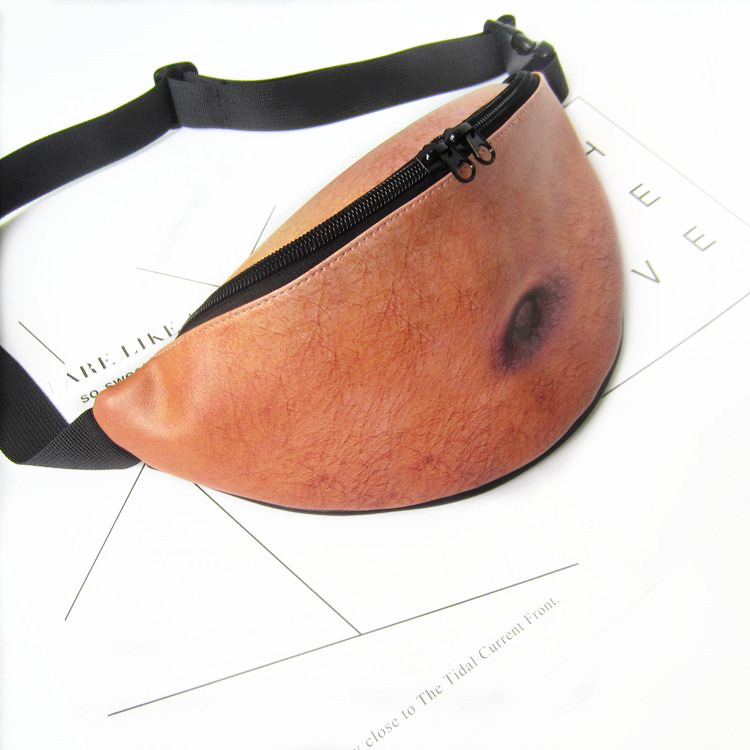 恶搞创意户外休闲运动腰包仿真肚皮大肚子收银包啤酒肚大肚腩腰包