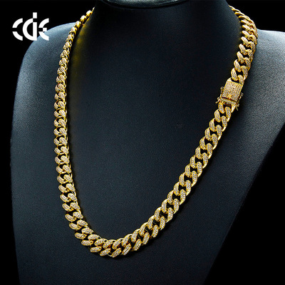欧美跨境嘻哈风微镶18k金男士项链cz锆石项链型男大金链 古巴链