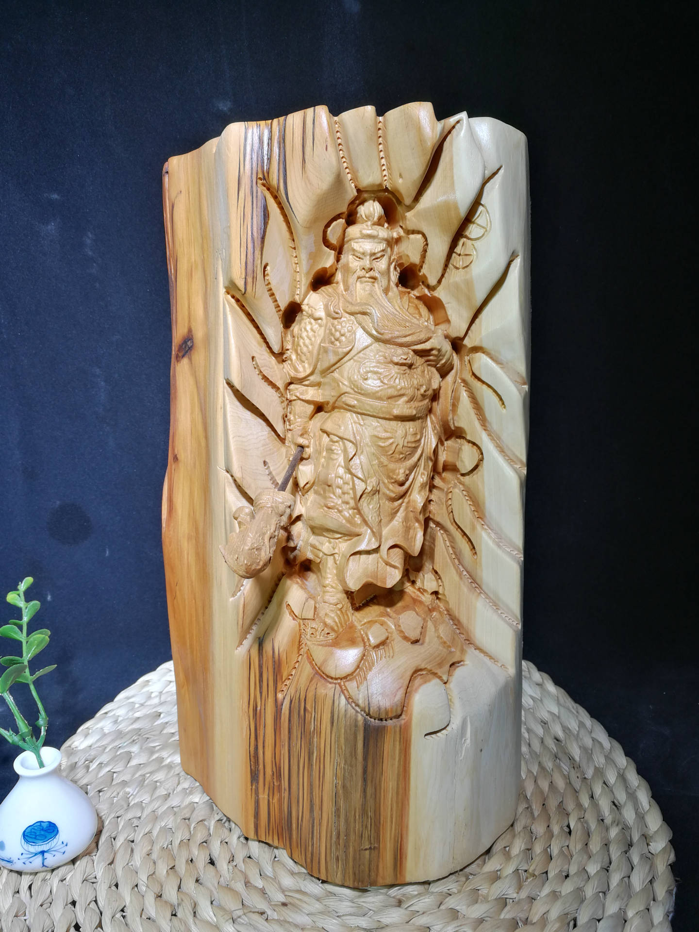 崖柏根雕摆件 关公武财神雕刻佛像 观音摆件家居风水镇宅工艺品