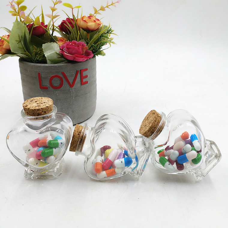 厂家直销小号心形许愿瓶 创意玻璃许愿瓶摆件星星瓶愿望瓶礼物