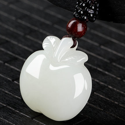厂家直销天然新疆和田玉白玉小苹果吊坠挂件男女款送证书批发