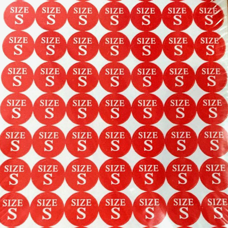批发红色尺码贴纸纸标服装标码不干胶尺码标纸贴标签红底自粘标签