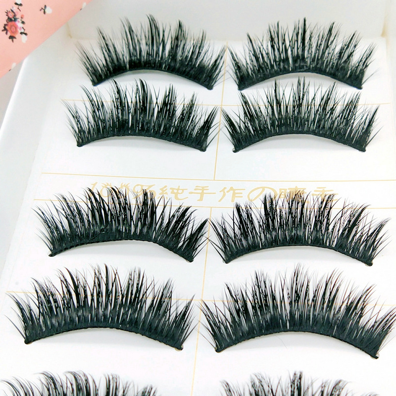 Xiao Mo 5 Pairs of Exaggerated Stage False Eyelashes MK-13 Cross Thick Specialty Art Cross Smoky Makeup