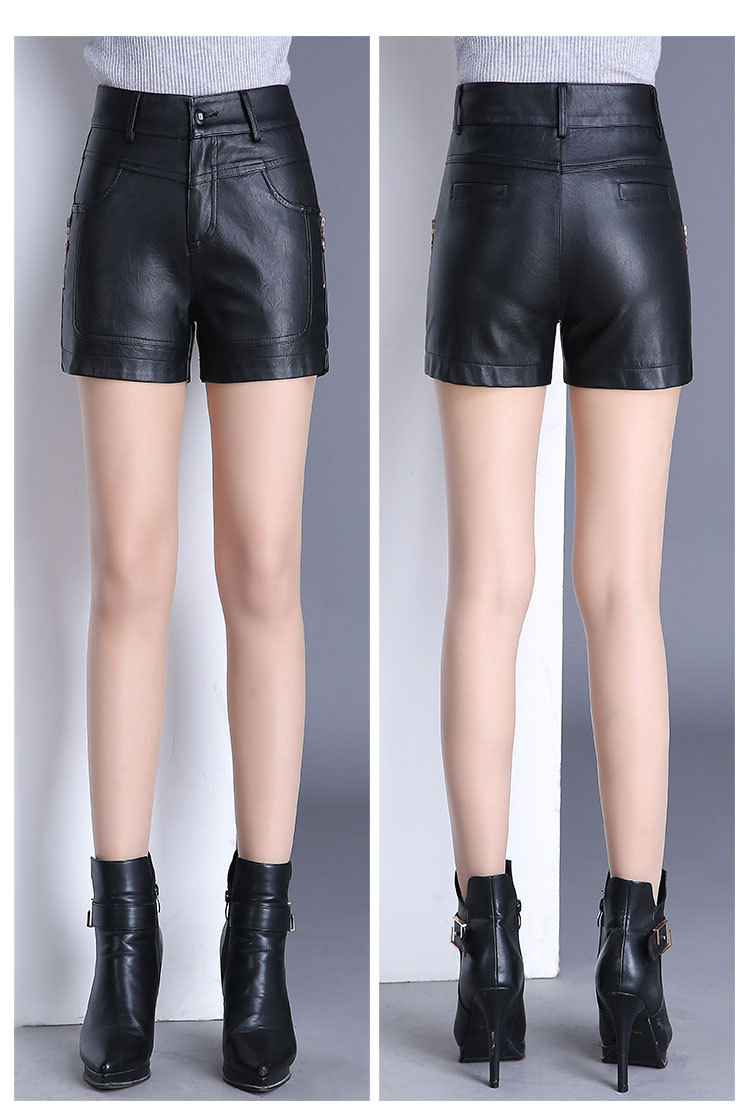 皮短裤女2018秋冬新款韩版外穿pu皮裤高腰百搭修身显瘦时尚休闲裤