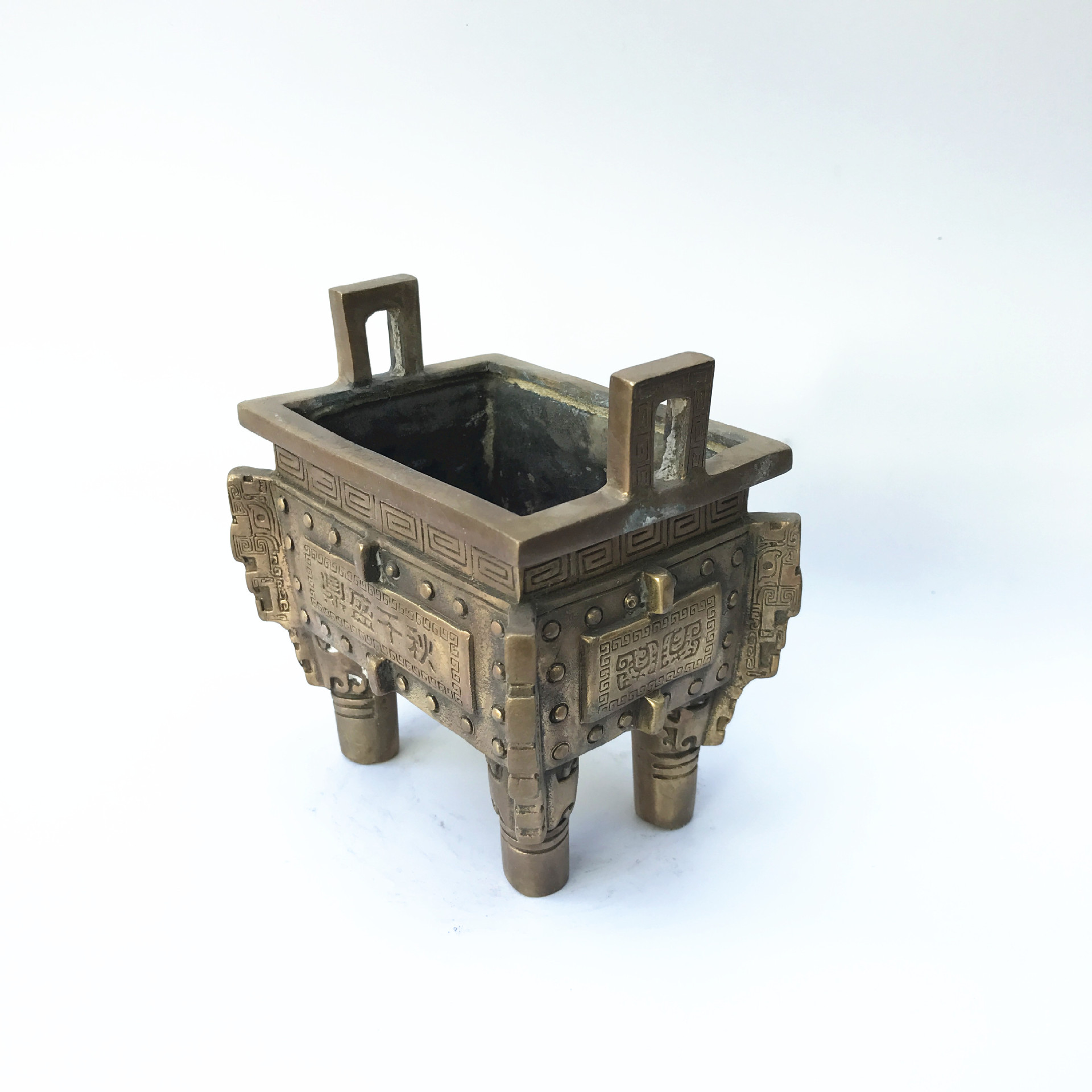 铜器纯铜招财进宝鼎四方铜鼎商务送礼品镇宅聚气运摆件金属工艺品