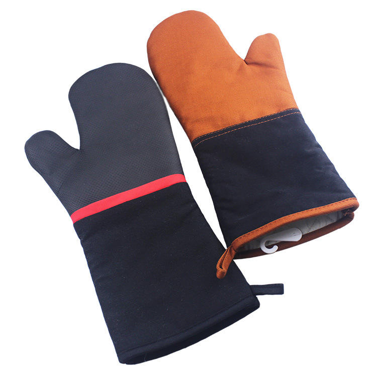 耐高温隔热烧烤防护手套 加长全棉帆布bbq手套阻燃手套