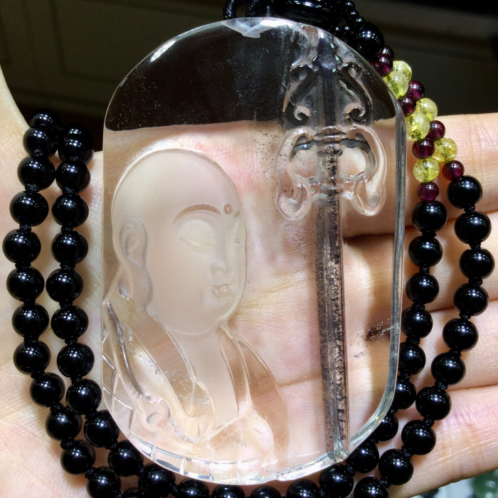 东海水晶 然地藏王全包裹蓝幽灵地藏王吊坠