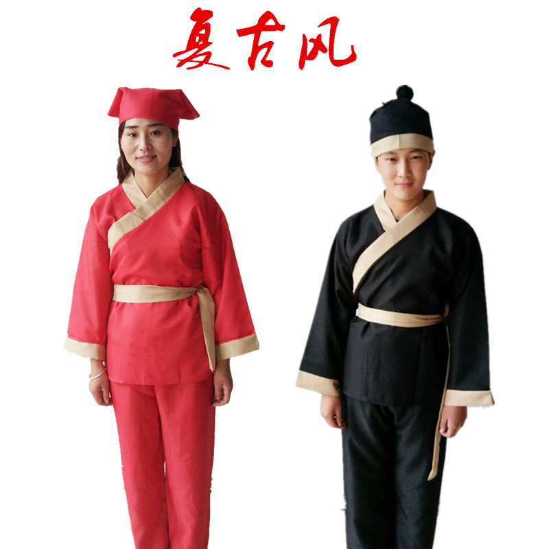 汉服古代家丁小二仆人书生杂役演出茶馆酒店工作服装男女表演出服