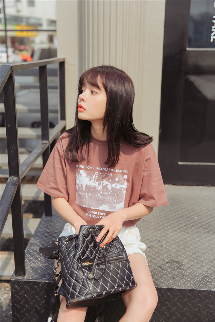 一件代发2017夏新款复古印花宽松短袖t恤女装淘宝蘑菇街学生兼职