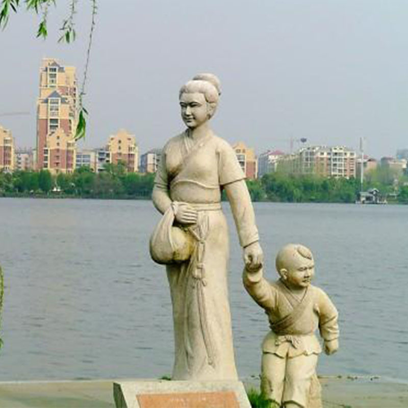 玻璃钢仿铜古代人物传统文化典故孟母三迁雕塑 公园街边校园摆件