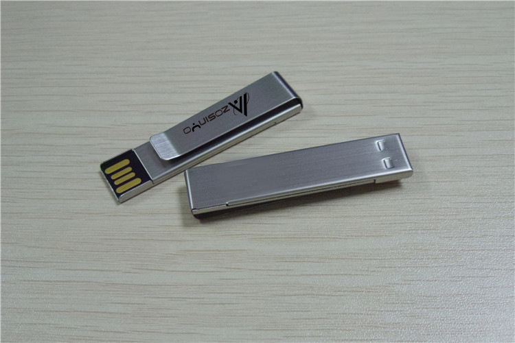 厂家直销金属领带夹u盘8g16g书夹u盘黑胶体防水u盘批发定制logo