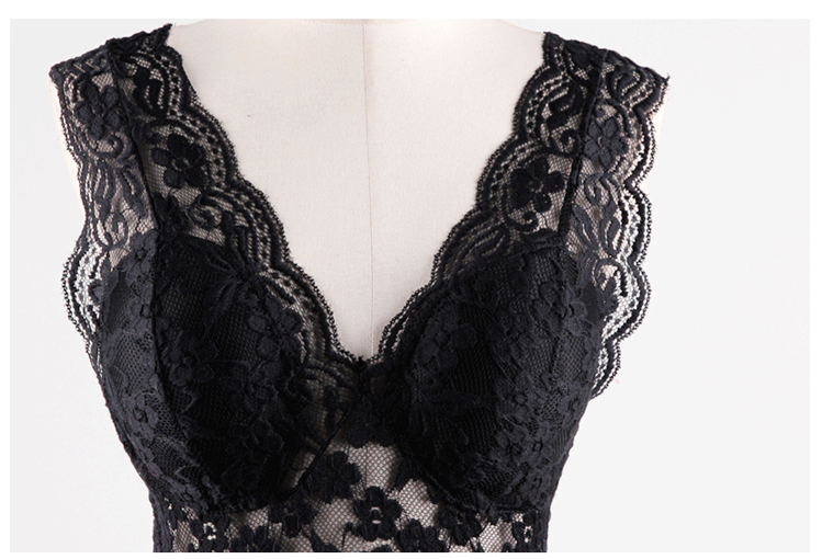 黑色蕾丝抹胸韩版时尚气质百搭无袖吊带性感v领镂空背心上衣