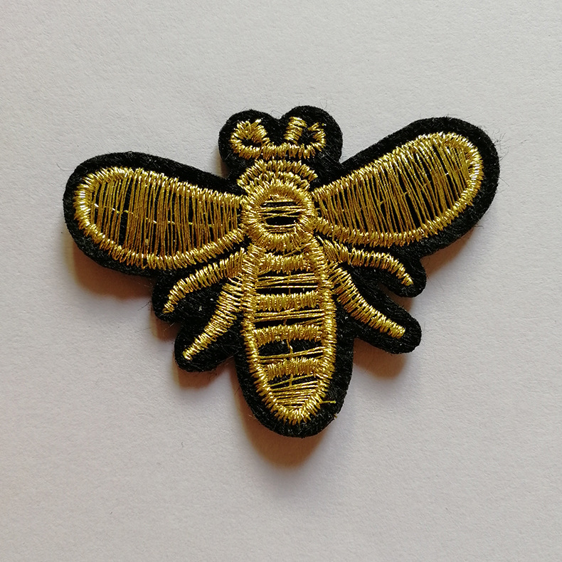 工厂直销小蜜蜂刺绣 蜜蜂布贴外贸精品刺绣徽章绣花章定制绣标