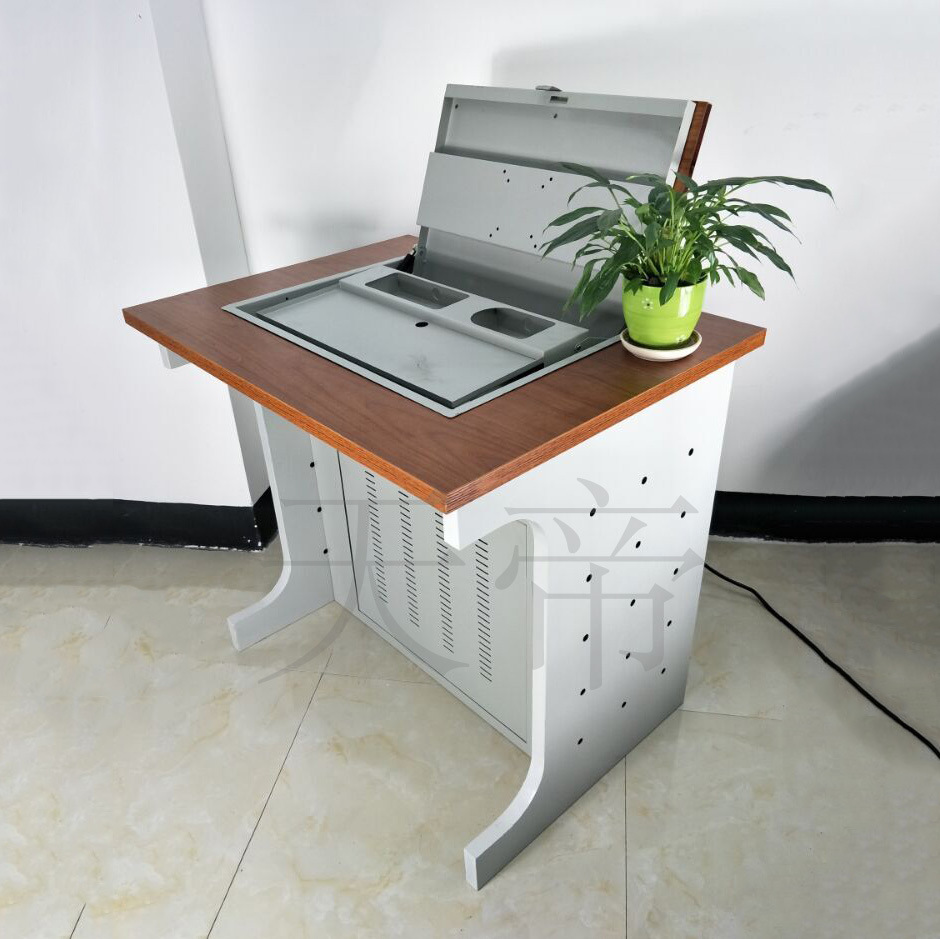 高档办公翻转电脑桌 双人位翻转电脑桌 电脑翻转桌 多媒体课桌