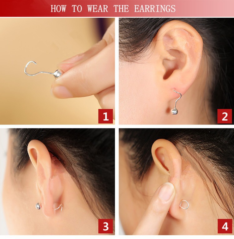 精致s990纯银圆球珠豆豆耳钉 无需耳堵 男女学生儿童养耳银耳饰