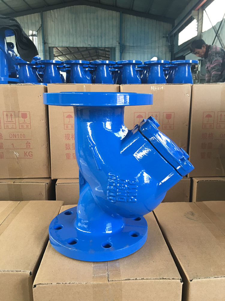 现货法兰阀门y型过滤器镀锌管过滤水中杂质球铁烤漆内网可拆消防