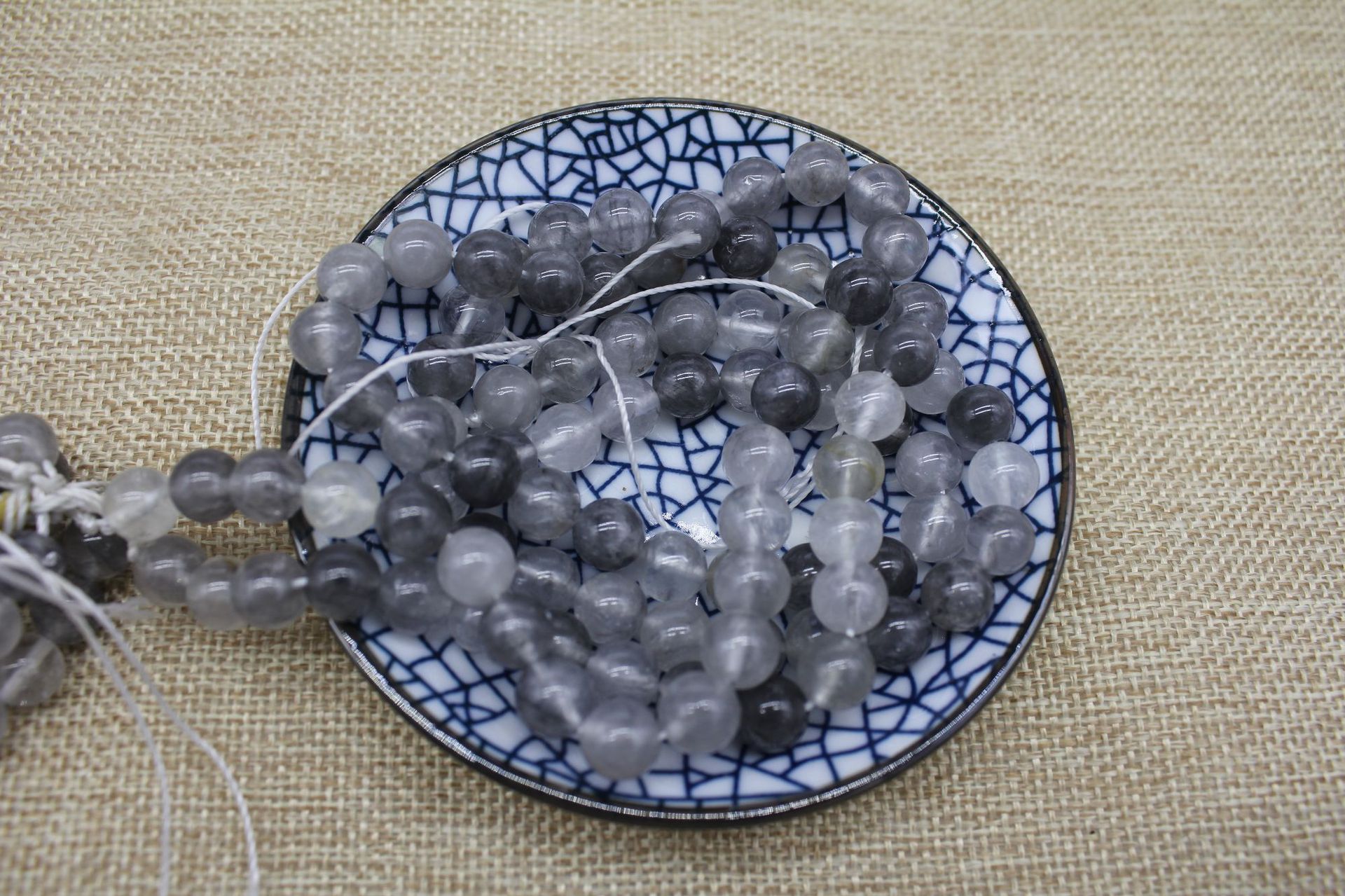 金鹏程 天然云水晶魔鬼水晶散珠圆珠半成品 diy饰品配件批发
