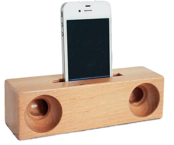 礼品长方形通用型手机支架木质桌面手机底座床头扩音器 工厂定制
