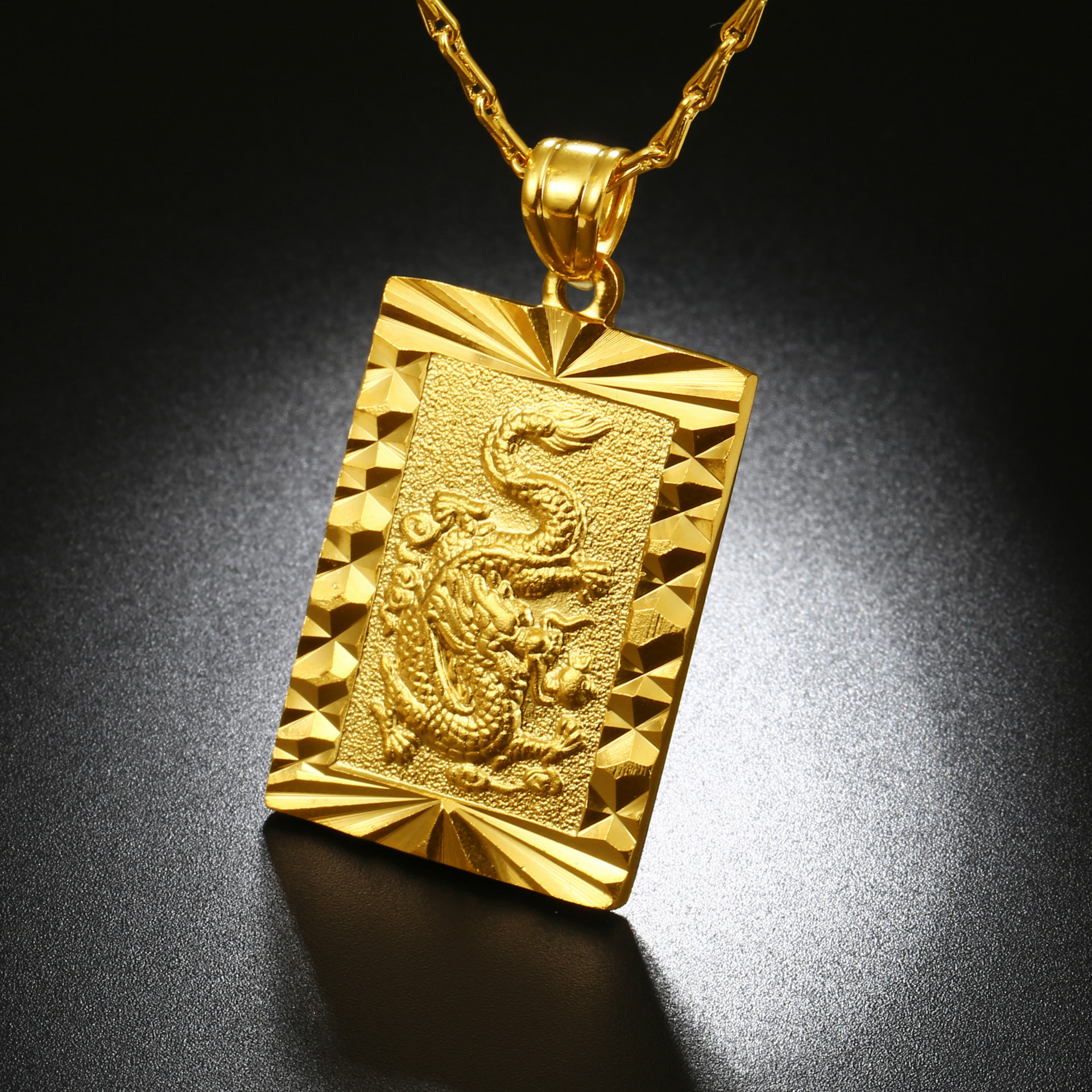 龙牌吊坠镀金首饰爆款火烧金越南沙金饰品 观音吊牌男士项坠批发