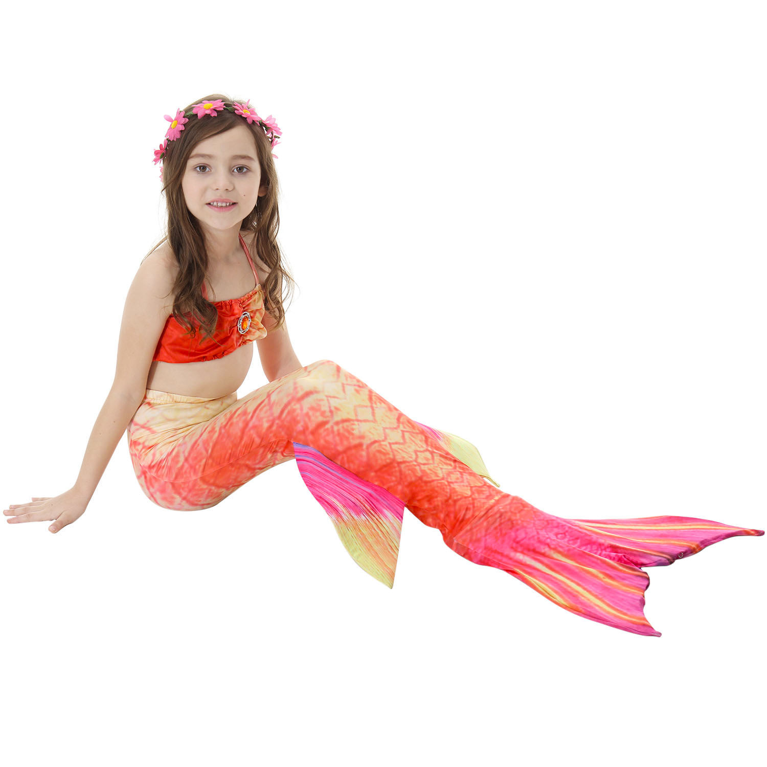 外贸爆款美人鱼泳衣儿童比基尼新款2017欧美女童儿童泳衣表演服