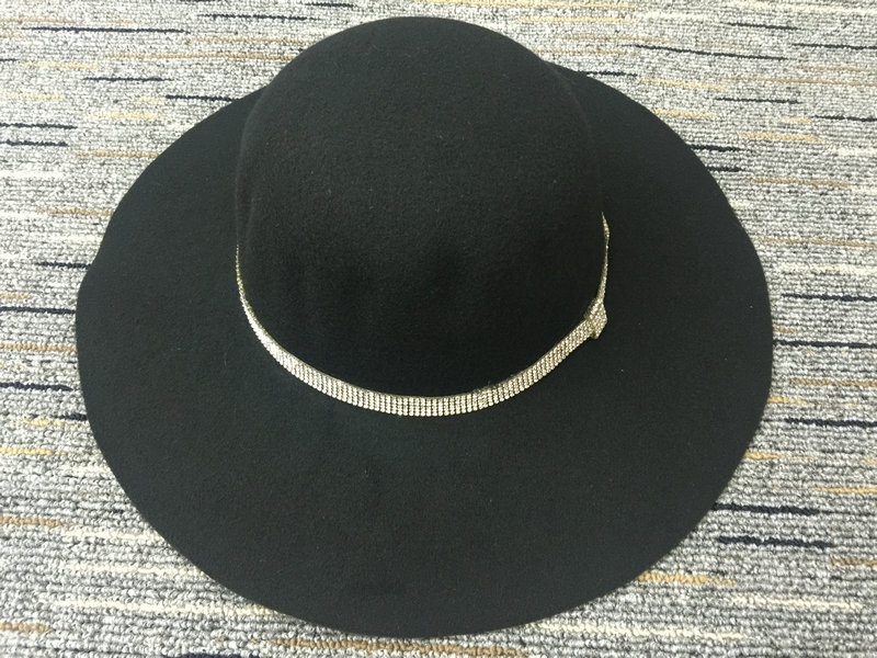 创意款秋冬圆顶短檐帽子精美单色毛呢帽 男女款烫钻帽子厂家批发