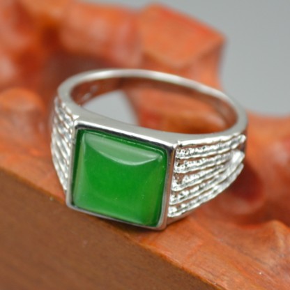 批发供应天然马来玉戒指 马来玉方戒面戒指 指环 男女款