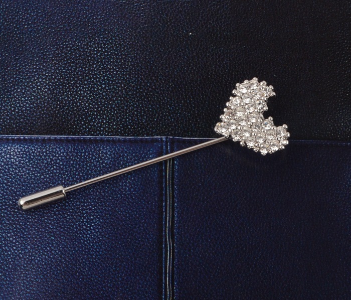 韩版时尚银色胸针 插针式一字针男女款胸花别针高档衬衣领针