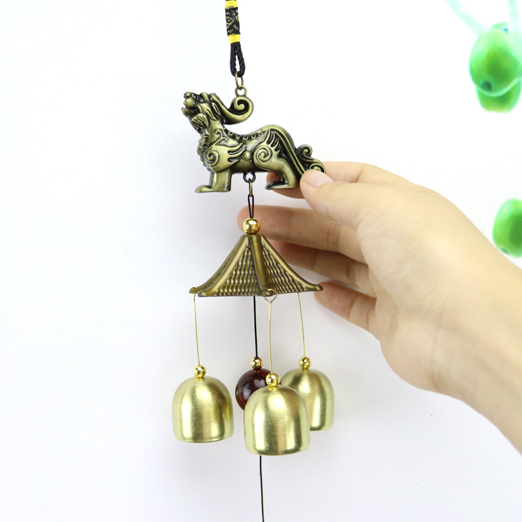麒麟十二生肖风铃 复古金属铜风铃 立体门窗挂饰风铃